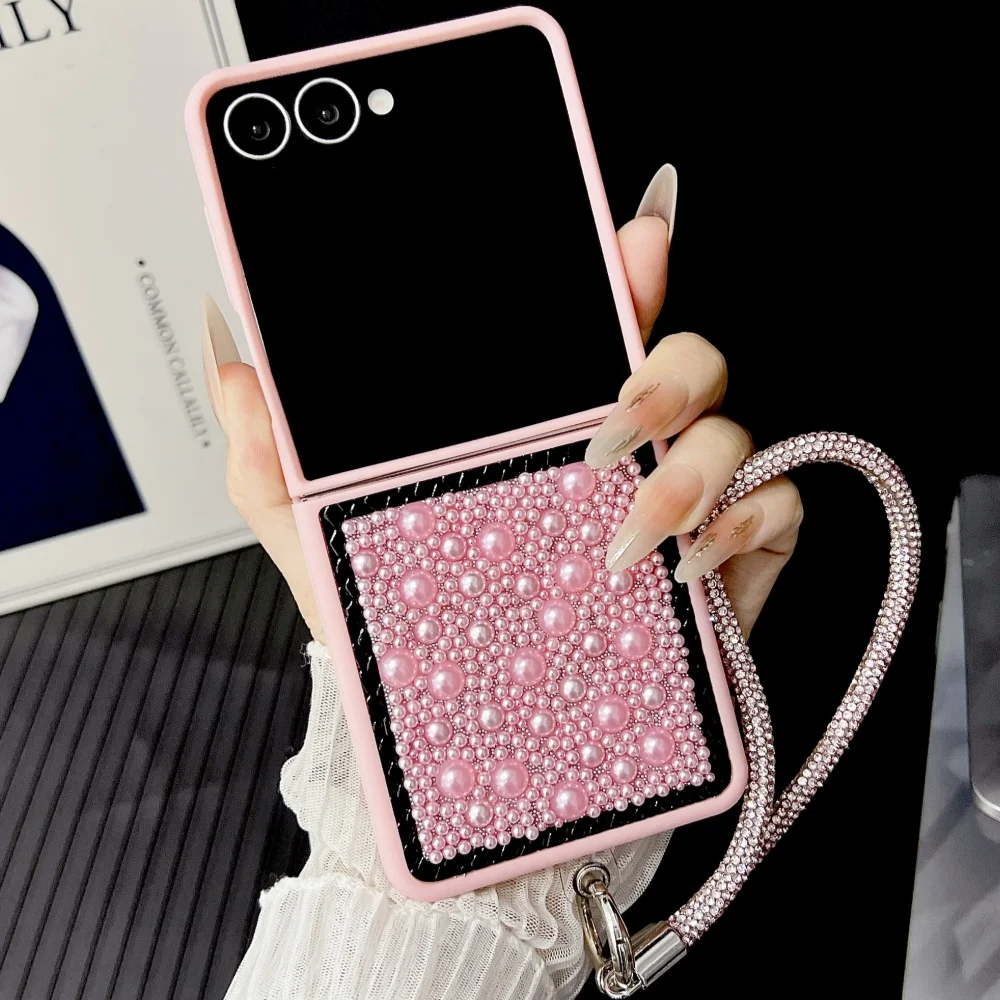 3D Perlen Design Hülle/Case (inkl. Band) für Samsung Galaxy Z Flip 7 FE, 7,  6, 5, 4, 3
