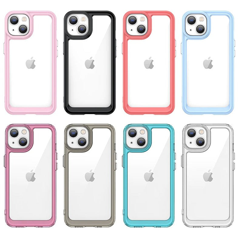 Transparente Silikon/Plastik Hülle/Case mit buntem Rahmen für iPhone