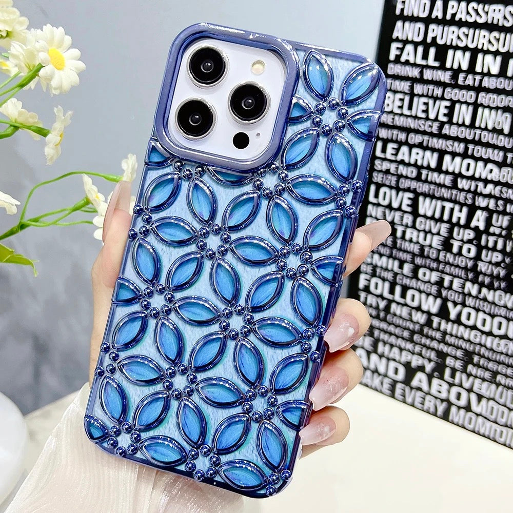 3D Blumen Motiv Hochglanz/Chrom Hülle/Case für iPhone 16, 15, 14, 13-Serie | ZITOCASES®