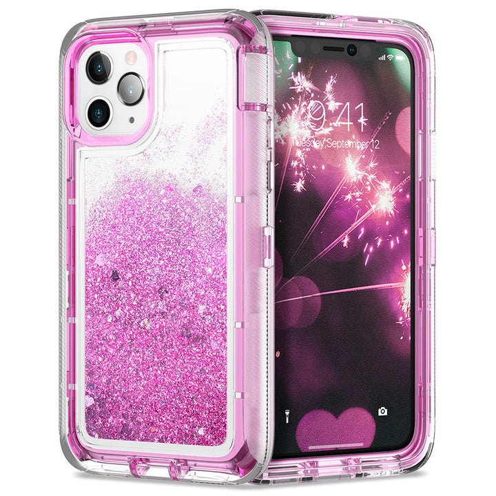 Zweiteilige Liquid/Glitzer Plastik Hülle/Case für iPhone 16, 15-Serie | ZITOCASES®