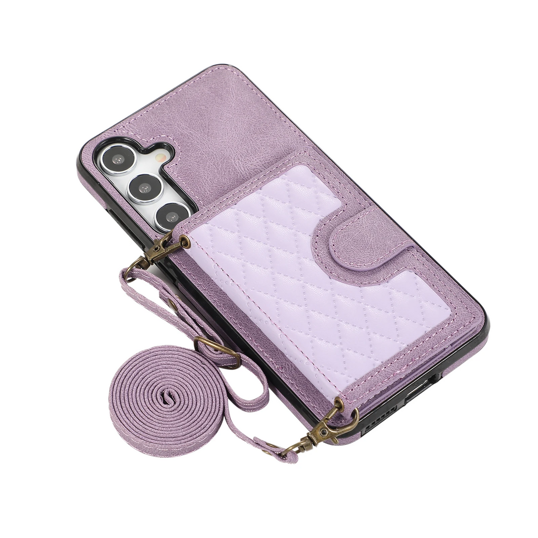 Karierte Kunstleder Kartenfach Hülle/Case zum Umhängen (Inkl. Kordel) für Samsung Galaxy S24, S24 Plus, S24 Ultra, S24 FE,  S23 FE, S23, S23 Plus, S23 Ultra, S22, S22 Plus, S22 Ultra, S21 FE, S21, S21 Plus, S21 Ultra, S20, S20 Plus, S20 Ultra, S20 FE, S10 | ZITOCASES®