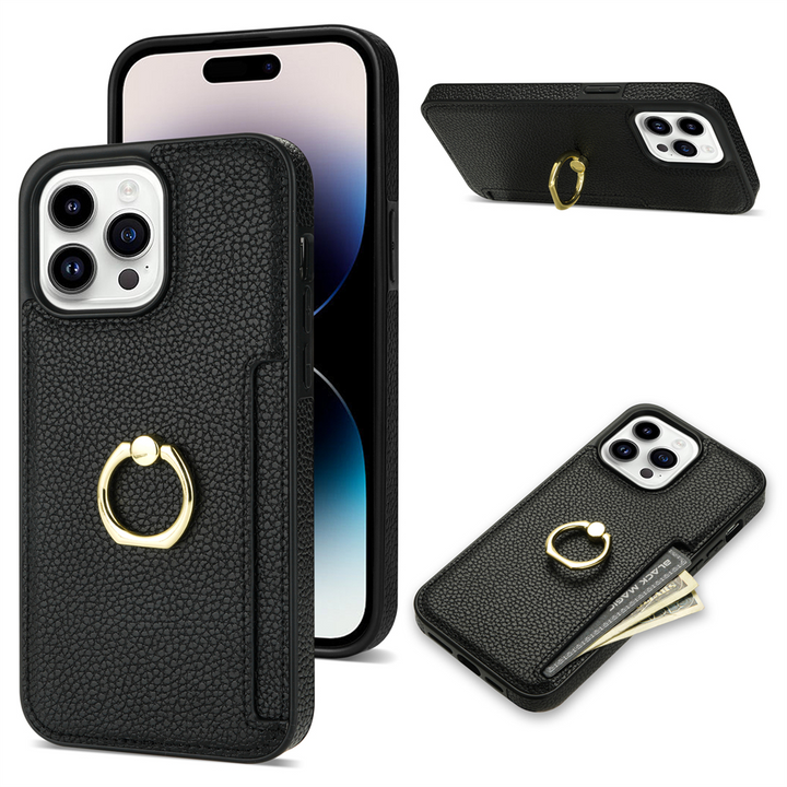 Kunstleder Kartenfach Hülle/Case inkl. Ring für iPhone 16, 16 Plus, 16 Pro, 16 Pro Max, 15, 15 Plus, 15 Pro, 15 Pro Max, 14, 14 Plus, 14 Pro, 14 Pro Max, 13, 13 Pro, 13 Pro Max, 13 Mini, 12, 12 Pro, 12 Pro Max, 12 Mini, SE, 11, 11 Pro, 11 Pro Max | ZITOCASES®