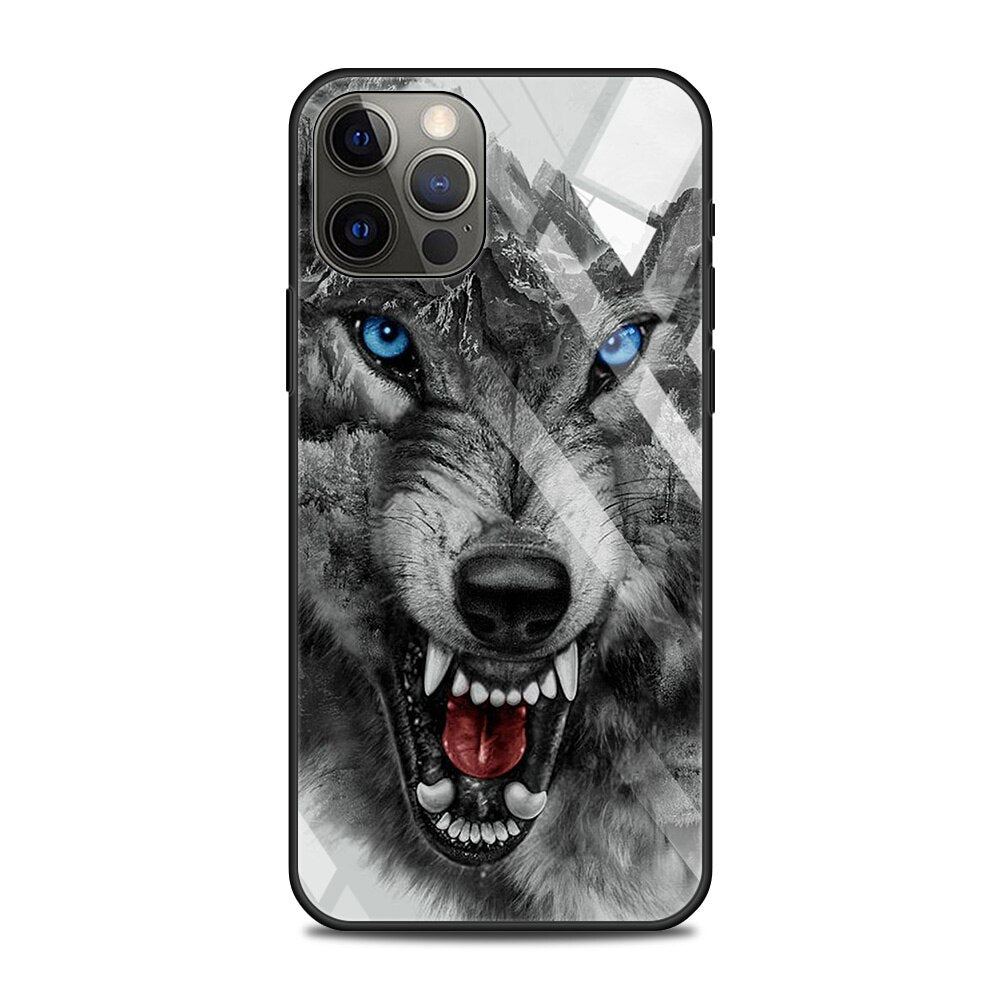 Tiger/Wolf Tier Motiv Panzerglas Hülle/Case für iPhone 16, 15-Serie | ZITOCASES®