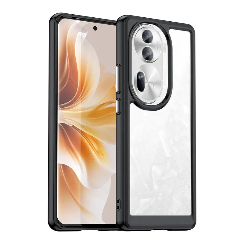 Transparente Silikon/Plastik Hülle/Case mit buntem Rahmen für Oppo Reno 12, 11, 10, 9, 8, 7-Serie | ZITOCASES®