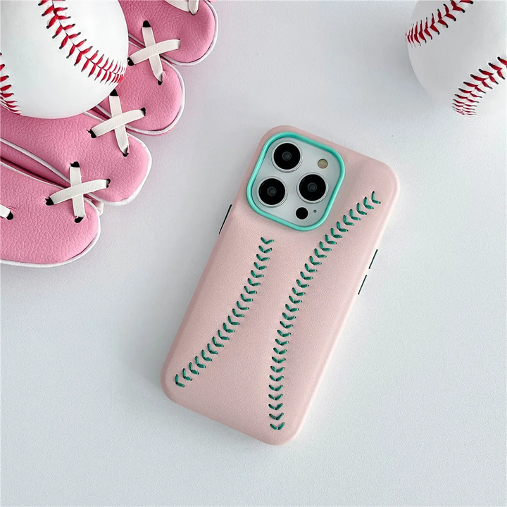 Baseball Design Kunstleder Hülle/Case für iPhone 16, 16 Plus, 16 Pro, 16 Pro Max, 15, 15 Plus, 15 Pro, 15 Pro Max, 14, 14 Plus, 14 Pro, 14 Pro Max, 13, 13 Pro, 13 Pro Max, 13 Mini, 12, 12 Pro, 12 Pro Max, 12 Mini, SE, 11, 11 Pro, 11 Pro Max | ZITOCASES®