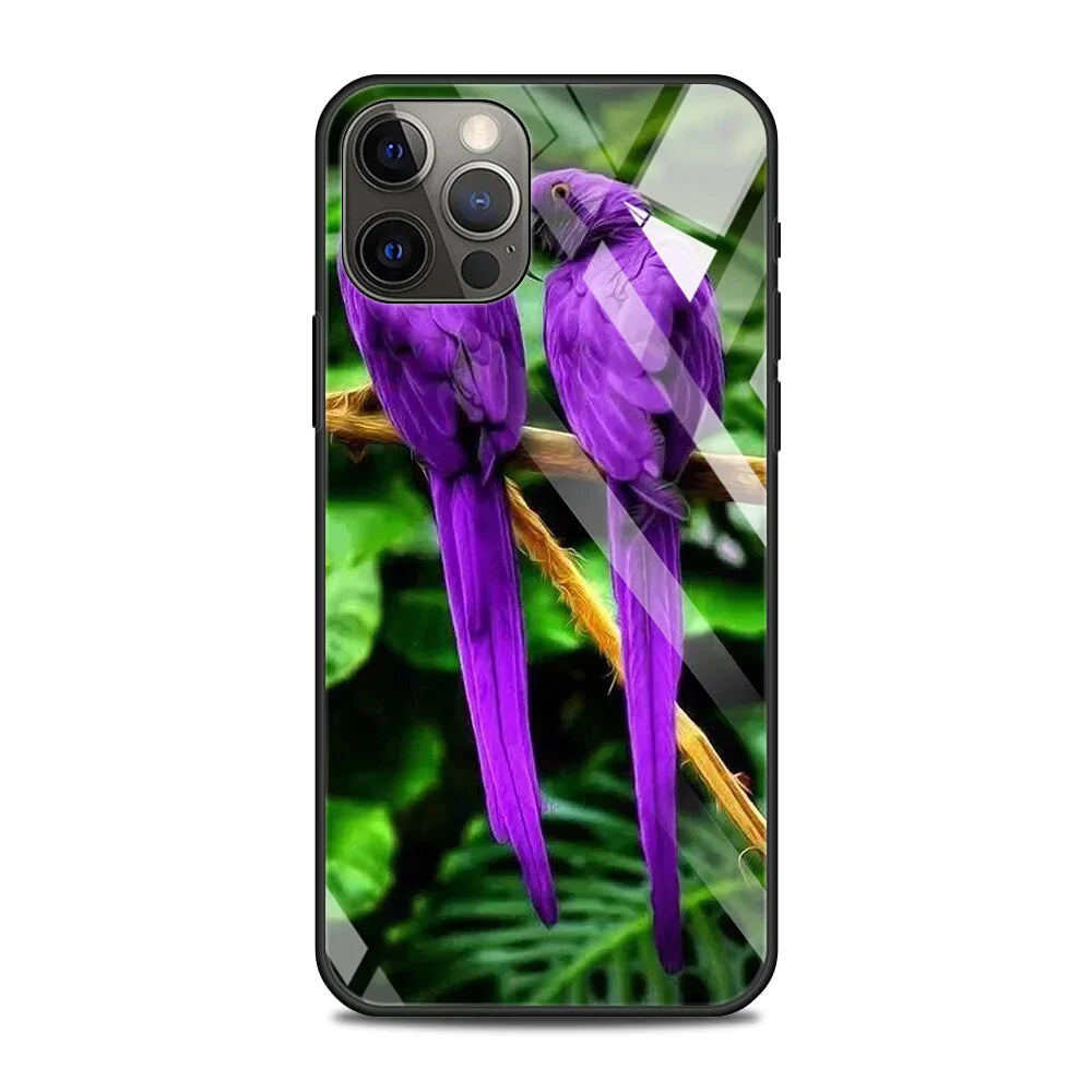 Lila Blumen Motiv Panzerglas Hülle/Case für iPhone 16, 15-Serie | ZITOCASES®