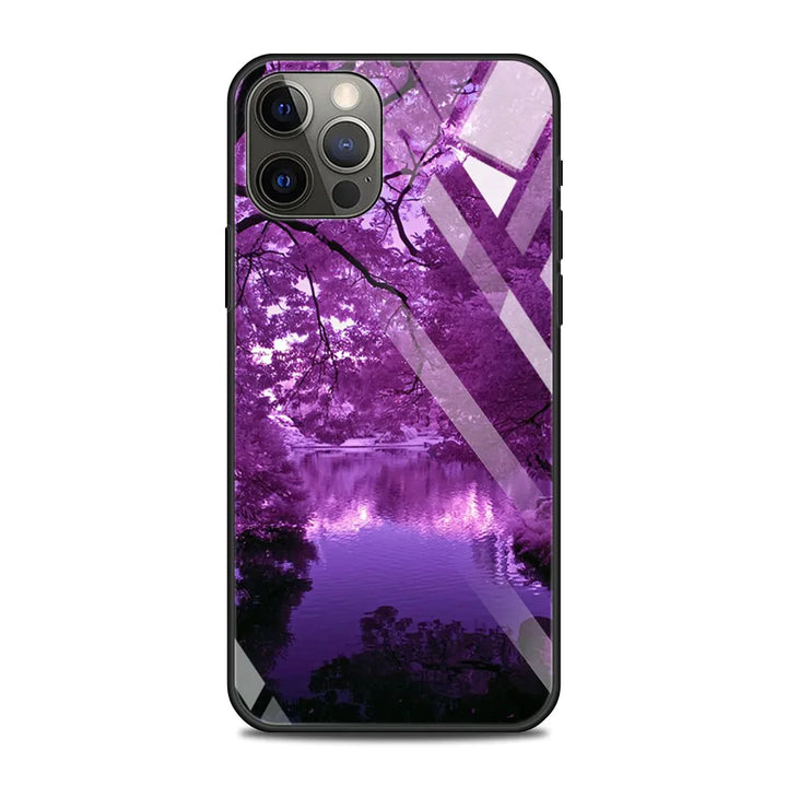 Lila Blumen Motiv Panzerglas Hülle/Case für iPhone 16, 15-Serie | ZITOCASES®