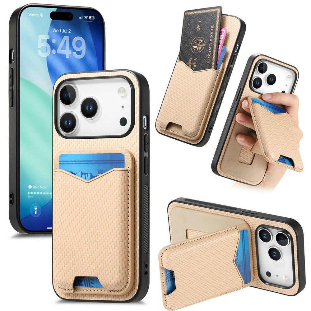 Carbon Optik Kartenfach Kunstleder/Silikon Hülle/Case für iPhone 18 Pro, 18 Pro Max | ZITOCASES®