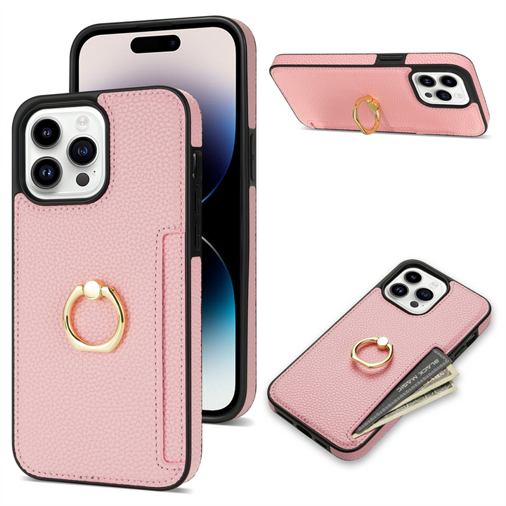 Kunstleder Kartenfach Hülle/Case inkl. Ring für iPhone 16, 15, 14, 13-Serie | ZITOCASES®