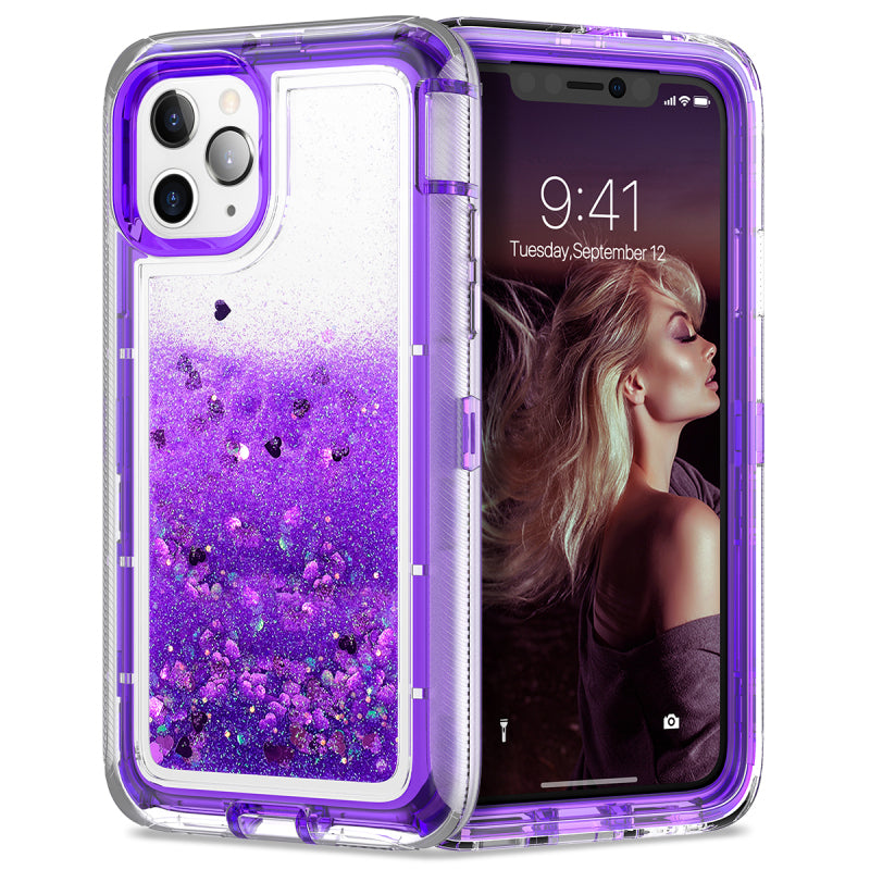 Zweiteilige Liquid/Glitzer Plastik Hülle/Case für iPhone 16, 15-Serie | ZITOCASES®