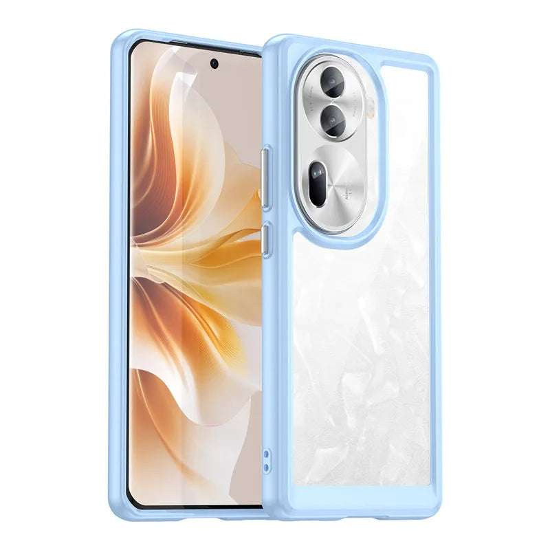 Transparente Silikon/Plastik Hülle/Case mit buntem Rahmen für Oppo Reno A-Serie | ZITOCASES®