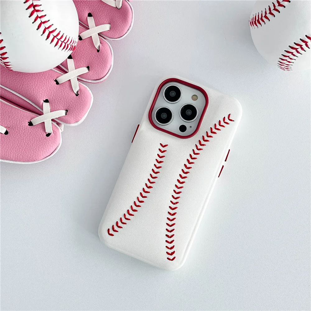 Baseball Design Kunstleder Hülle/Case für iPhone 16, 15-Serie | ZITOCASES®