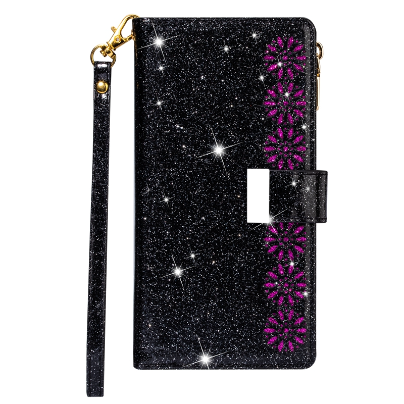 Glitzer/Blumen Kunstleder Klapp Hülle/Flip Case für iPhone 16, 15, 14-Serie | ZITOCASES®