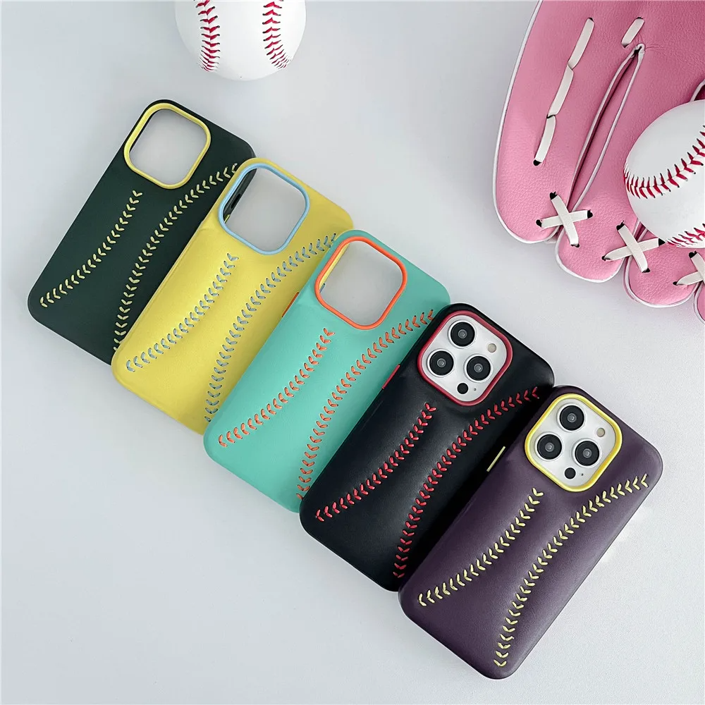 Baseball Design Kunstleder Hülle/Case für iPhone 16, 15-Serie | ZITOCASES®