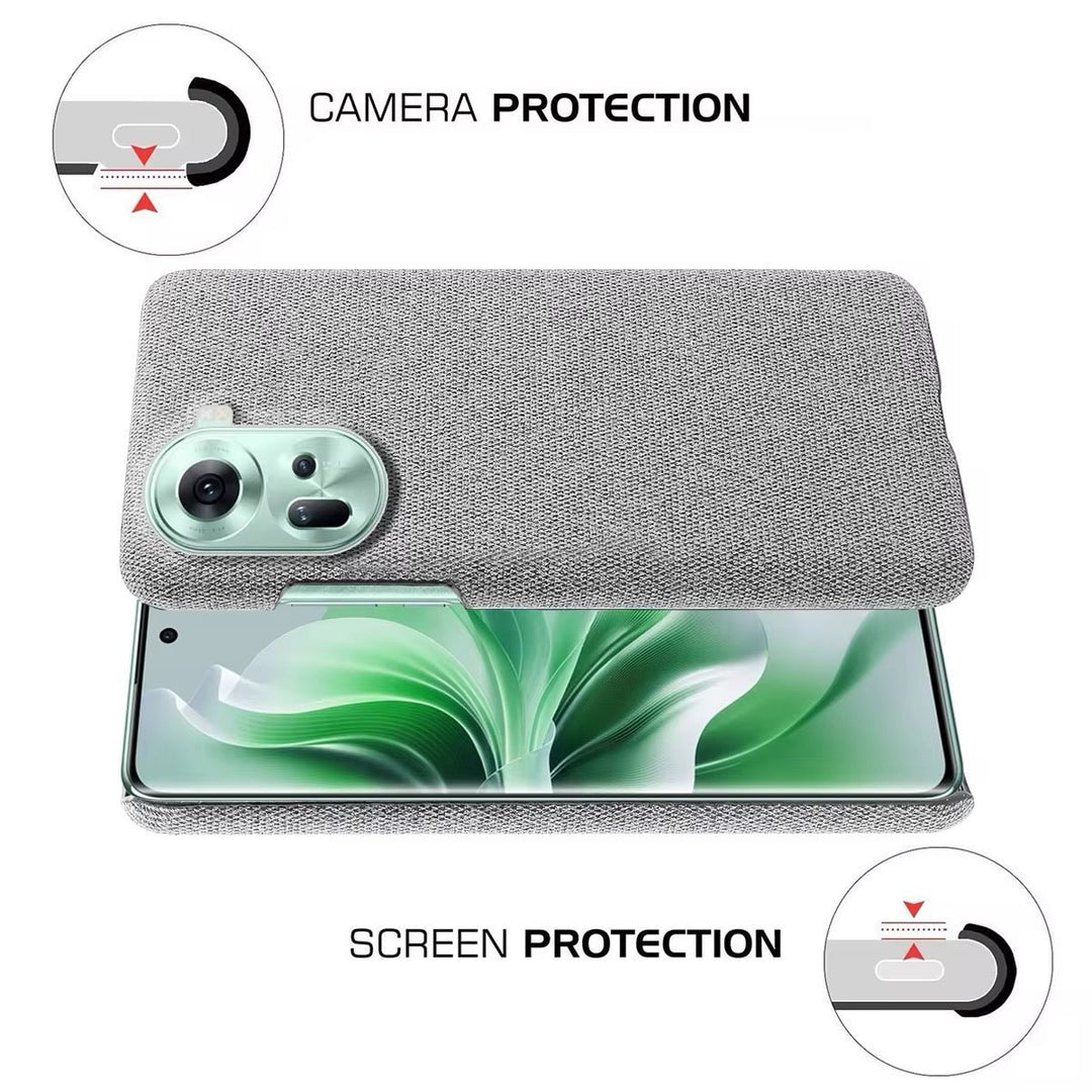 Stoff überzogene Soft Hülle/Case für Oppo Reno 13, 13 Pro, 12, 12 Pro, 11, 11 Pro, 10, 10 Pro, 9, 9 Pro, 9 Pro Plus, 8, 8T, 8 Pro, 7, 7 Pro, 7 SE, 6, 2, 2Z, 5G, Ace, Z, Find X8, X8 Pro, X7, X7 Ultra, X6, X6 Pro, X5, X5 Pro, X5 Lite, X3 Pro | ZITOCASES®