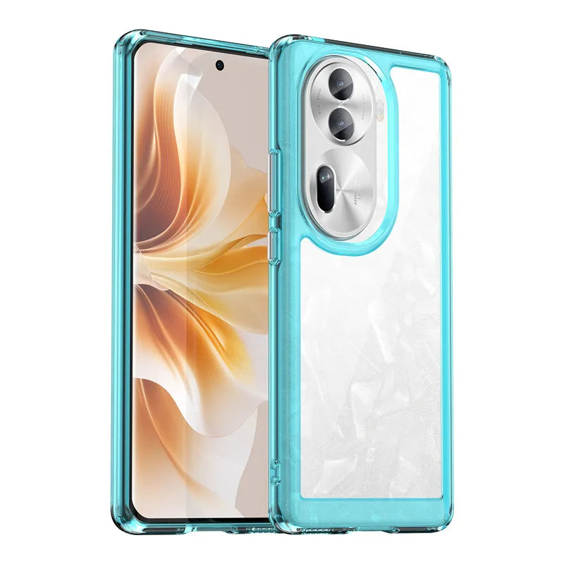 Transparente Silikon/Plastik Hülle/Case mit buntem Rahmen für Oppo Reno 13, 13 Pro, 12, 12 Pro, 11, 11 Pro, 10, 10 Pro, 9, 9 Pro, 9 Pro Plus, 8, 8T, 8 Pro, 7, 7 Pro, 7 SE, 6, 4, 4Z, 4 Pro, Find X8, X8 Pro, X7, X7 Ultra, X6, X6 Pro | ZITOCASES®