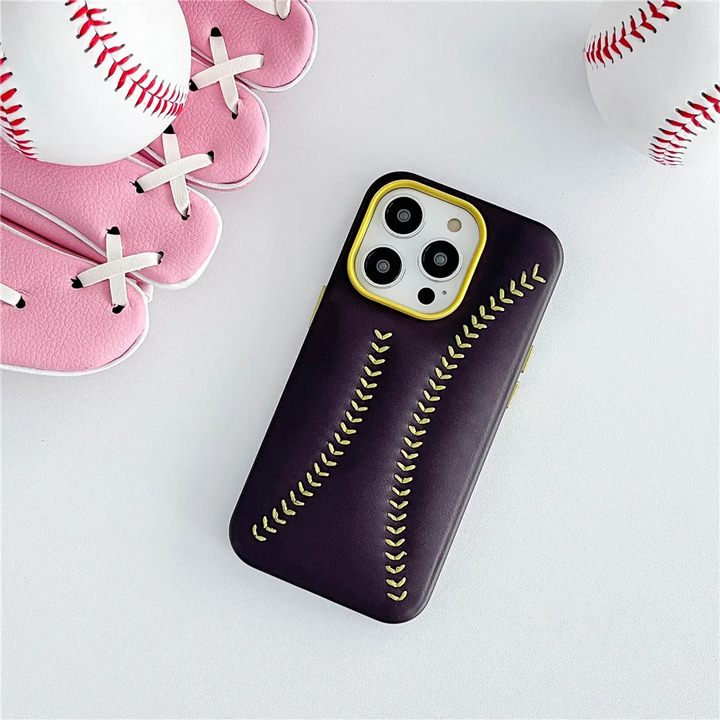 Baseball Design Kunstleder Hülle/Case für iPhone 16, 15-Serie | ZITOCASES®