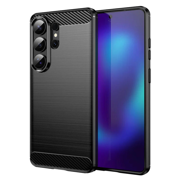 Metallstruktur/Carbon Optik Silikon Hülle/Case für Samsung Galaxy S26, S26 Plus, S26 Ultra