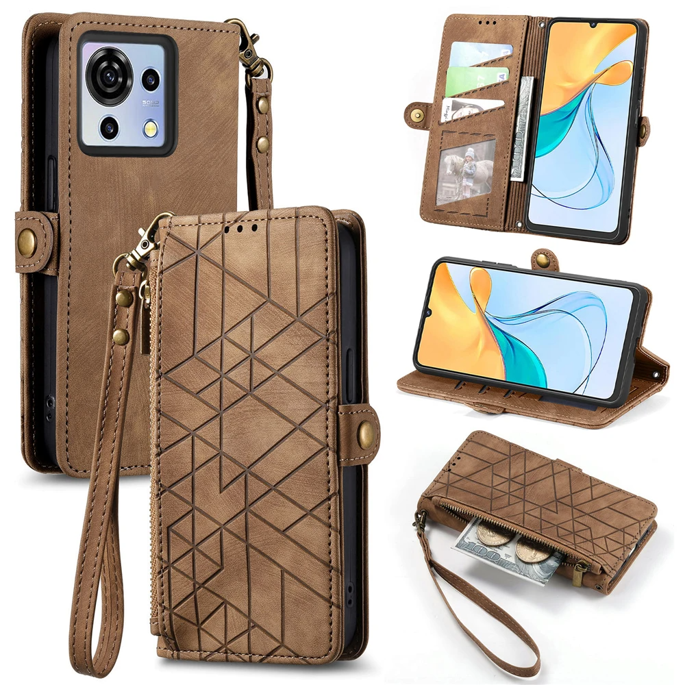 Gestreifte Kunstleder Klapp Hülle/Flip Case für ZTE Axon 50 Ultra, 40 Pro, 40 Ultra, 30 Ultra, 20, 11, Nubia Z60S Pro, Z60 Ultra, X, Red Magic 3, 3S | ZITOCASES®