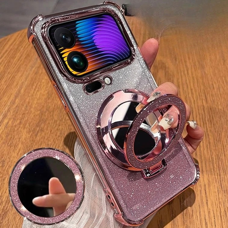 Glitzer Spiegel MagSafe/Magnet Hülle/Case mit integriertem Ständer für Xiaomi 17, 17 Pro, 17 Pro Max | ZITOCASES®