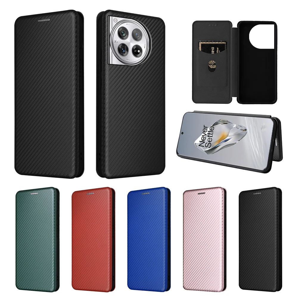 Kunstleder Carbon Klapp Hülle/Flip Case für OnePlus 13R, 13, 12R, 12, 11, 10T, 10 Pro, 9, 9 Pro, 8, 8 Pro, 8T, Nord, 4, 3, 2, CE | ZITOCASES®