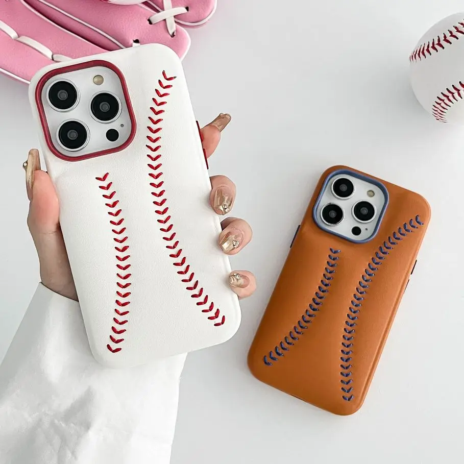 Baseball Design Kunstleder Hülle/Case für iPhone 16, 16 Plus, 16 Pro, 16 Pro Max, 16e, 15, 15 Plus, 15 Pro, 15 Pro Max, 14, 14 Plus, 14 Pro, 14 Pro Max, 13, 13 Pro, 13 Pro Max, 13 Mini, 12, 12 Pro, 12 Pro Max, 12 Mini, SE, 11, 11 Pro, 11 Pro Max | ZITOCASES®