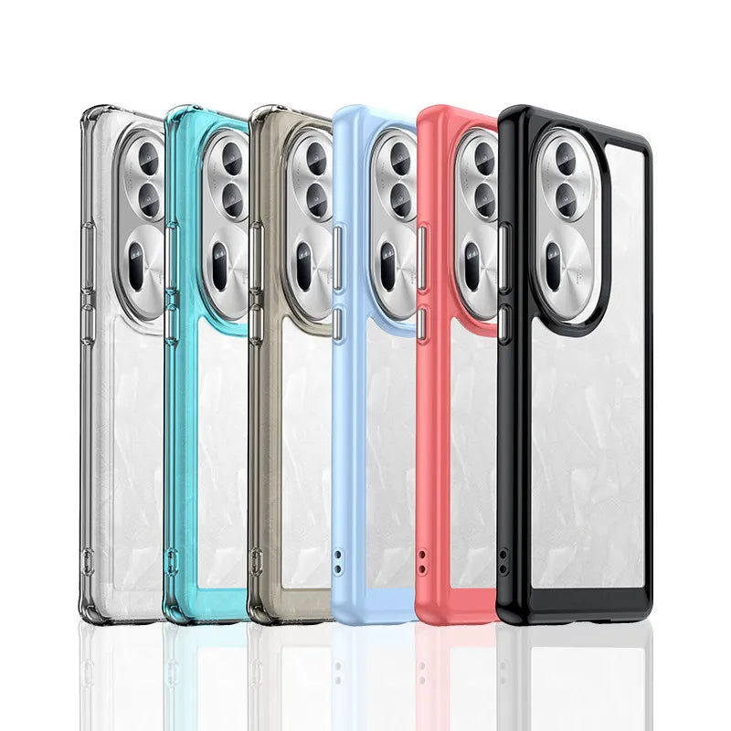 Transparente Silikon/Plastik Hülle/Case mit buntem Rahmen für Oppo Reno 12, 11, 10, 9, 8, 7-Serie | ZITOCASES®