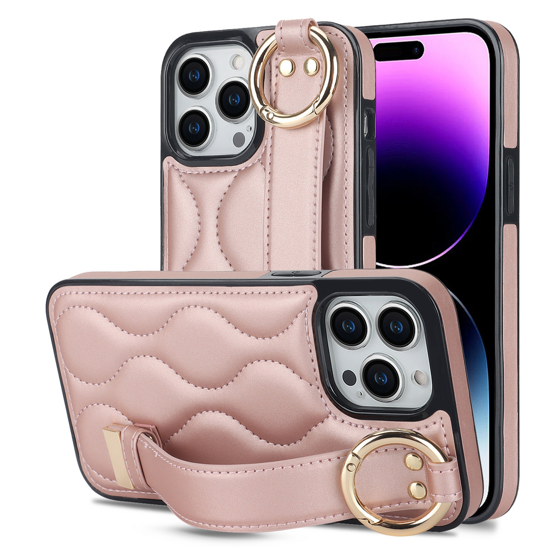 Kunstleder/Polster Wellen Hülle/Case inkl. Halteband für iPhone 16, 16 Plus, 16 Pro, 16 Pro Max, 16e, 15, 15 Plus, 15 Pro, 15 Pro Max, 14, 14 Plus, 14 Pro, 14 Pro Max, 13, 13 Pro, 13 Pro Max, 13 Mini, 12, 12 Pro, 12 Pro Max, 12 Mini, SE, 11, 11 Pro | ZITOCASES®