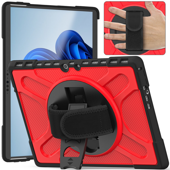 XL Hybrid/Waben Outdoor/Airbag Soft Hülle/Case inkl. Ständer/Auflage + Haltegriff für Microsoft Surface Pro 9, 8, 7, 7 Plus, 6, 5, 4, 3, Go 3 | ZITOCASES®