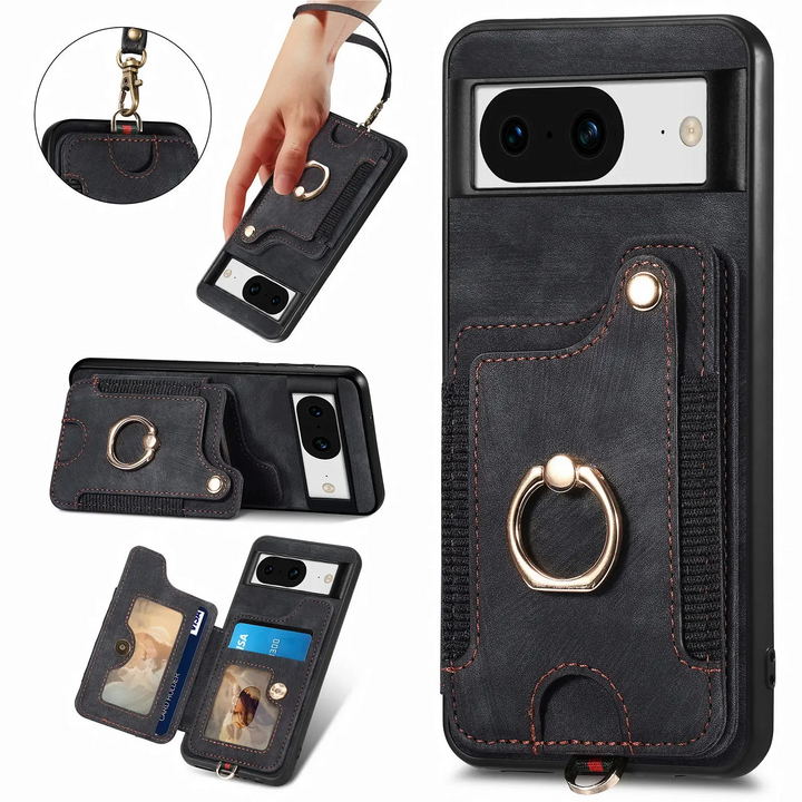 Wildleder Optik Kartenfach Hülle/Case inkl. Ring für Google Pixel 9, 8-Serie | ZITOCASES®