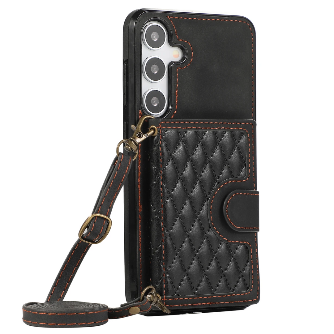 Karierte Kunstleder Kartenfach Hülle/Case zum Umhängen (Inkl. Kordel) für Samsung Galaxy S25, S25 Plus, S25 Ultra, S24, S24 Plus, S24 Ultra, S24 FE, S23 FE, S23, S23 Plus, S23 Ultra, S22, S22 Plus, S22 Ultra, S21 FE, S21, S21 Plus, S21 Ultra | ZITOCASES®