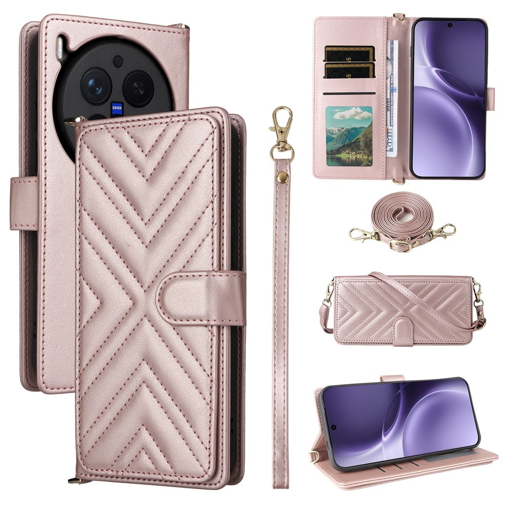 Karierte Kunstleder Brieftaschen Hülle/Case für Vivo X300, X300 Pro