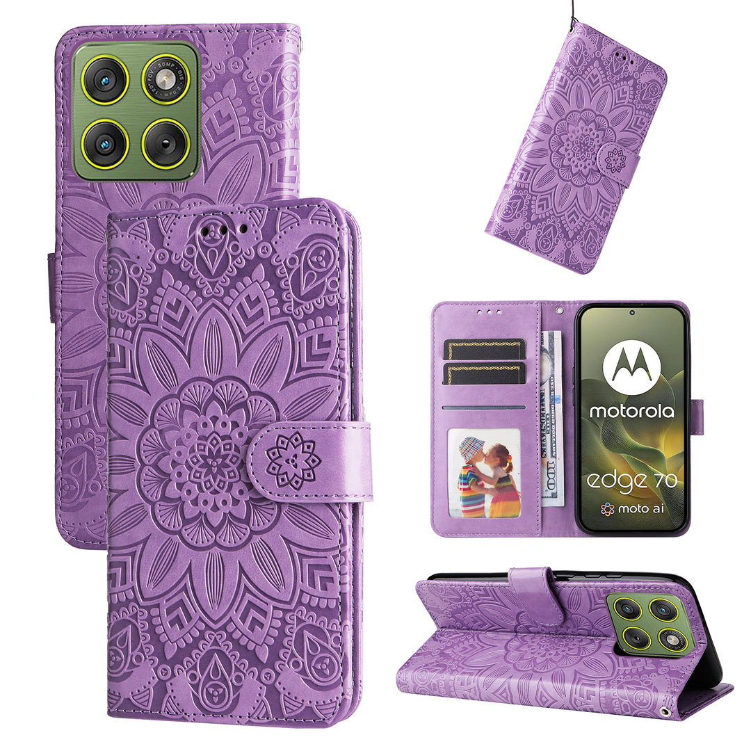 Mandala-Blumen Kunstleder Klapp Hülle/Flip Case für Motorola Edge 70 | ZITOCASES®