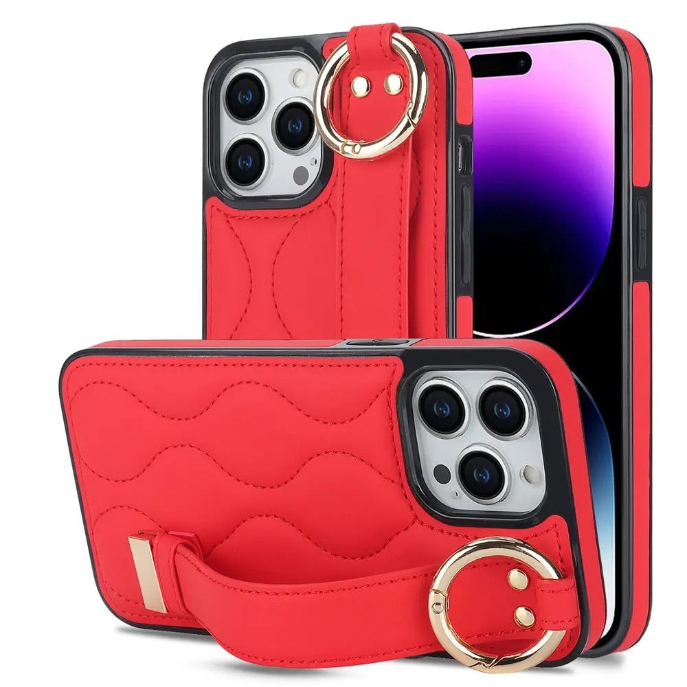 Kunstleder/Polster Wellen Hülle/Case inkl. Halteband für iPhone 16, 16 Plus, 16 Pro, 16 Pro Max, 15, 15 Plus, 15 Pro, 15 Pro Max, 14, 14 Plus, 14 Pro, 14 Pro Max, 13, 13 Pro, 13 Pro Max, 13 Mini, 12, 12 Pro, 12 Pro Max, 12 Mini, SE, 11, 11 Pro, 11 Pro Max | ZITOCASES®