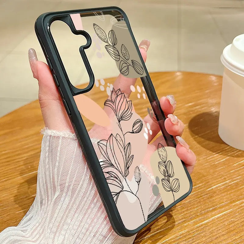 Transparente Blumen/Blüten Motiv Hülle/Case mit schwarzen Rahmen für Samsung Galaxy S24, S24 Plus, S24 Ultra, S24 FE, S23 FE, S23, S23 Plus, S23 Ultra, S22, S22 Plus, S22 Ultra, S21 FE, S21, S21 Plus, S21 Ultra, S20, S20 Plus, S20 Ultra, S20 FE, S10 | ZITOCASES®