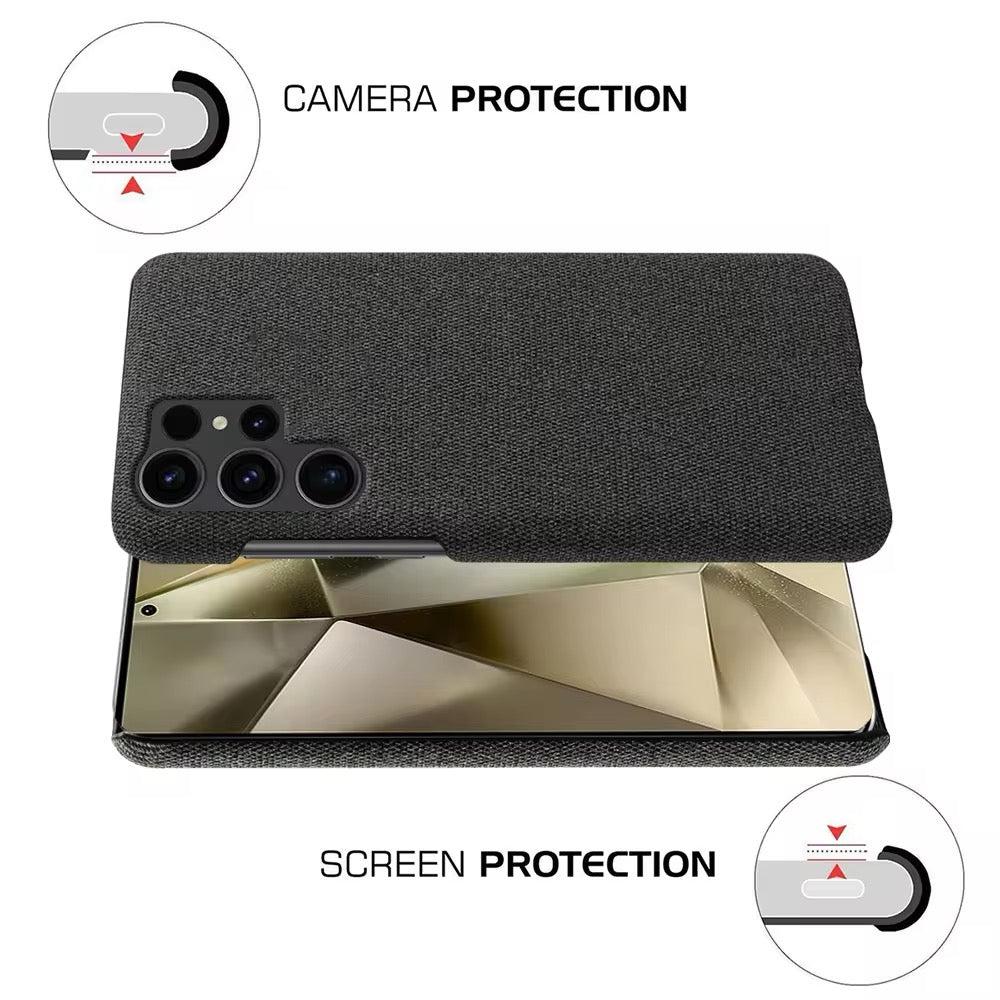 Stoff überzogene Soft Hülle/Case für Samsung Galaxy S24, S24 Plus, S24 Ultra, S24 FE, S23 FE, S23, S23 Plus, S23 Ultra, S22, S22 Plus, S22 Ultra, S21 FE, S21, S21 Plus, S21 Ultra, S20, S20 Plus, S20 Ultra, S20 FE, S10, S10 Lite, Note 20, 20 Ultra, 10 | ZITOCASES®