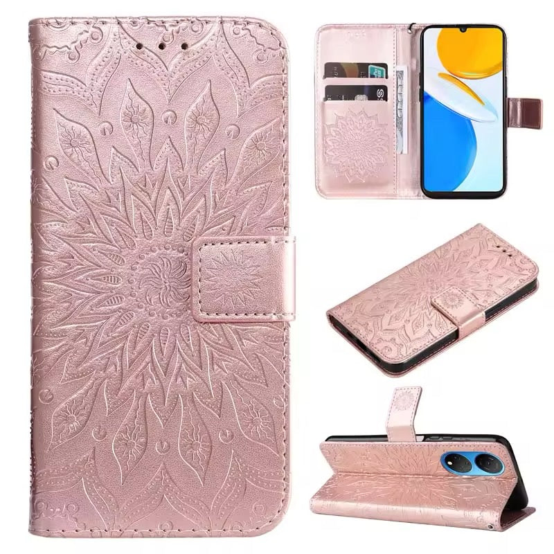 Mandala-Blumen Kunstleder Klapp Hülle/Flip Case für Honor Magic 7, 6, 5, 4-Serie | ZITOCASES®