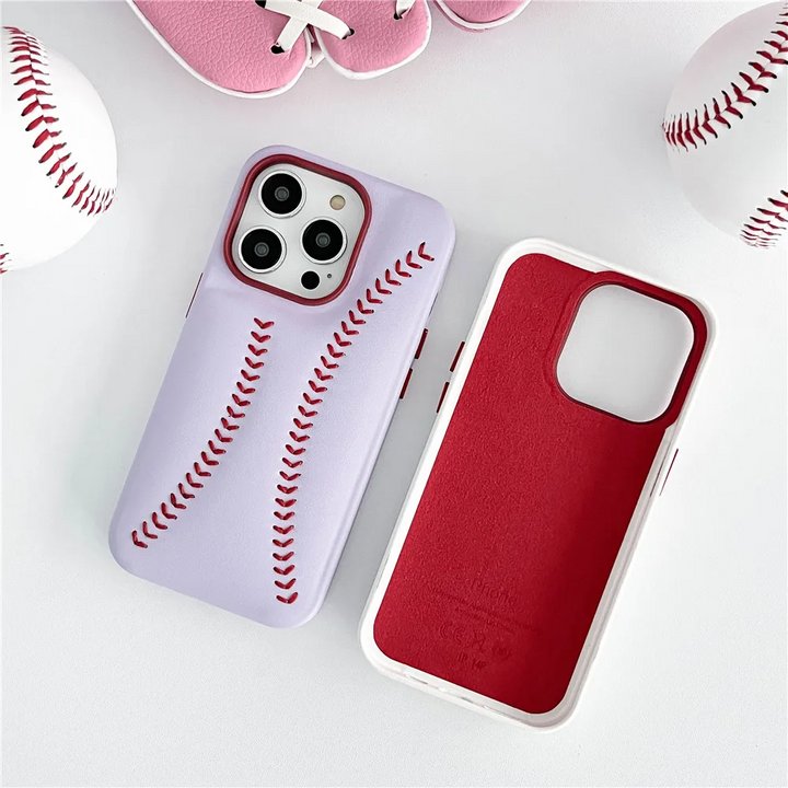 Baseball Design Kunstleder Hülle/Case für iPhone 16, 15-Serie | ZITOCASES®