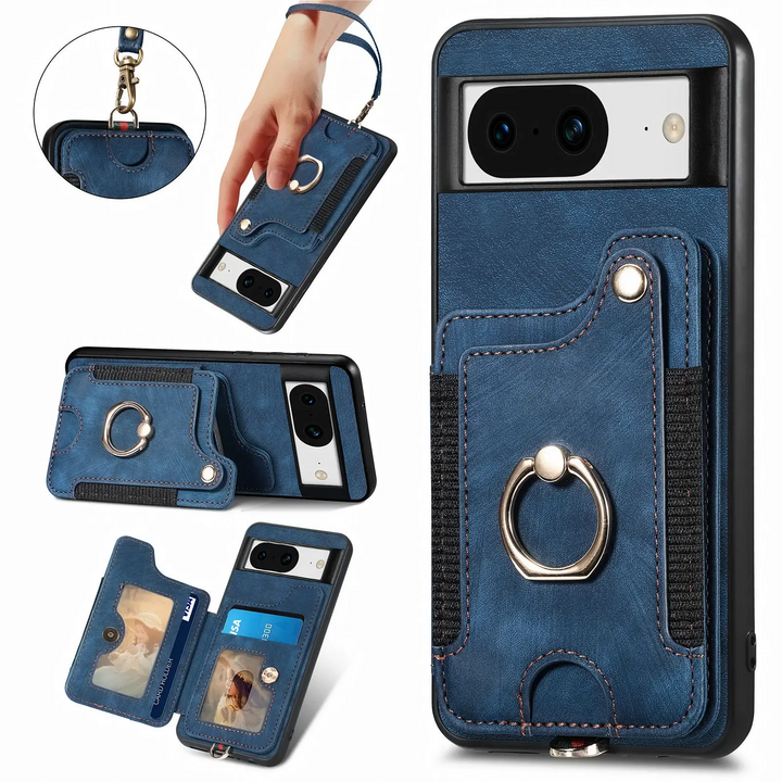 Wildleder Optik Kartenfach Hülle/Case inkl. Ring für Google Pixel 9, 8-Serie | ZITOCASES®