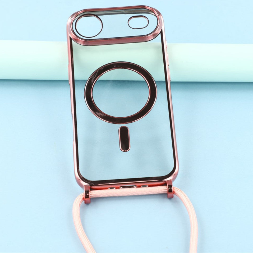Transparente/Chrom MagSafe/Magnet Silikon Hülle/Case zum Umhängen (inkl. Kordel) für iPhone Air | ZITOCASES®