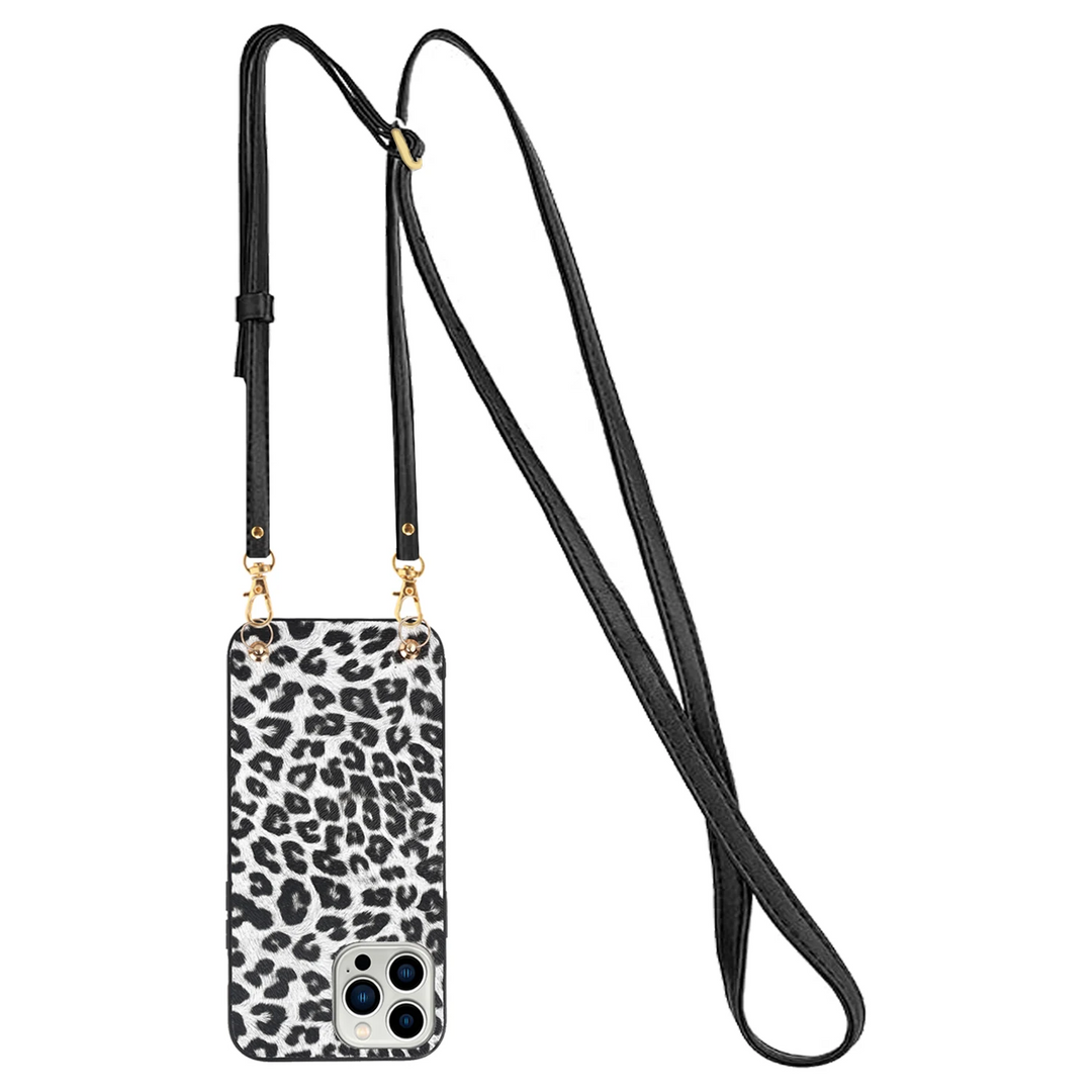 SALE | iPhone 14 | Kunstleder Leopard Hülle/Case zum Umhängen (Inkl. Band) | ZITOCASES®