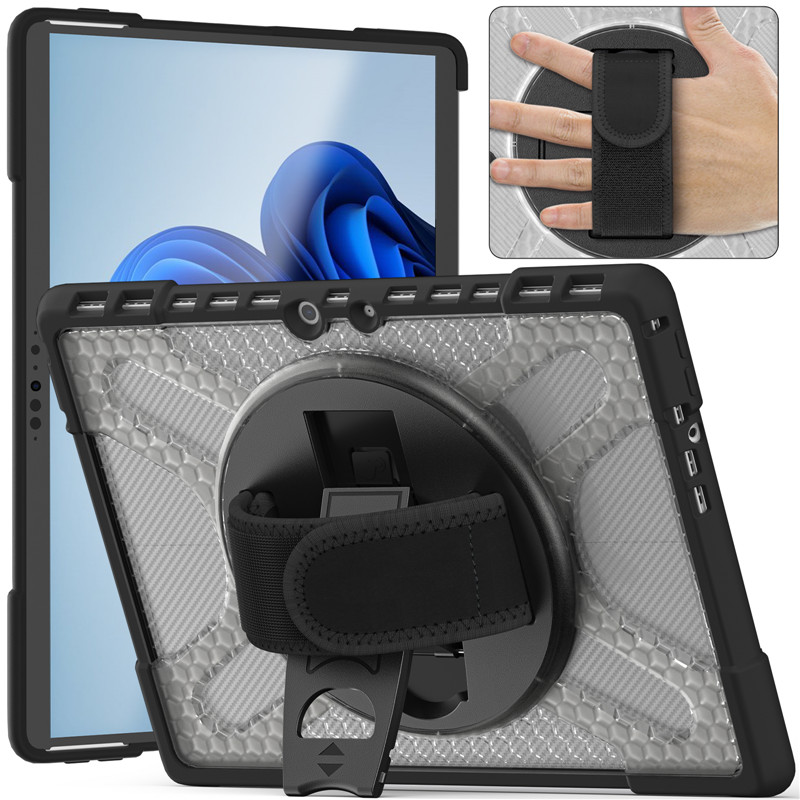 XL Hybrid/Waben Outdoor/Airbag Soft Hülle/Case inkl. Ständer/Auflage + Haltegriff für Microsoft Surface Pro 9, 8, 7, 7 Plus, 6, 5, 4, 3, Go 3 | ZITOCASES®