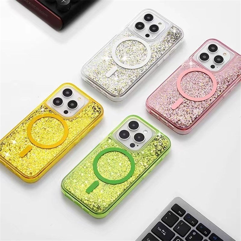 3D Liquid Glitzer MagSafe/Magnet Silikon Hülle/Case für iPhone 16, 15, 14-Serie | ZITOCASES®