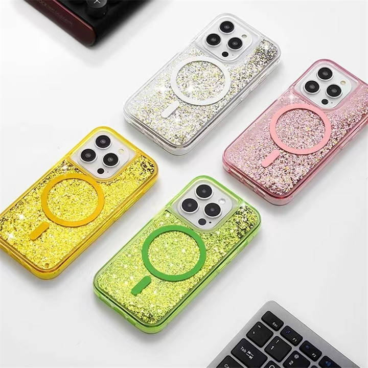 3D Liquid Glitzer MagSafe/Magnet Silikon Hülle/Case für iPhone 16, 15, 14-Serie | ZITOCASES®