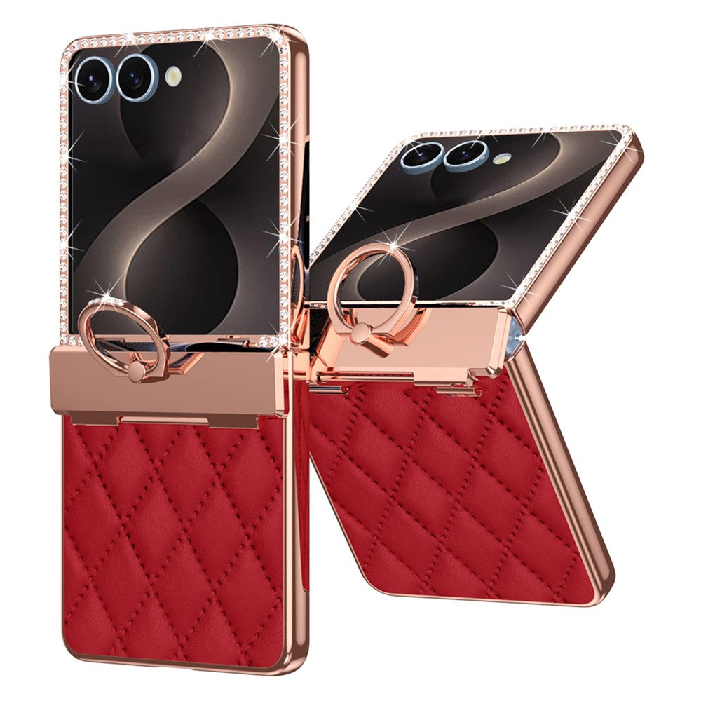 Karierte/Diamant Kunstleder Ring Hülle/Case für Samsung Galaxy Z Flip 8 | ZITOCASES®