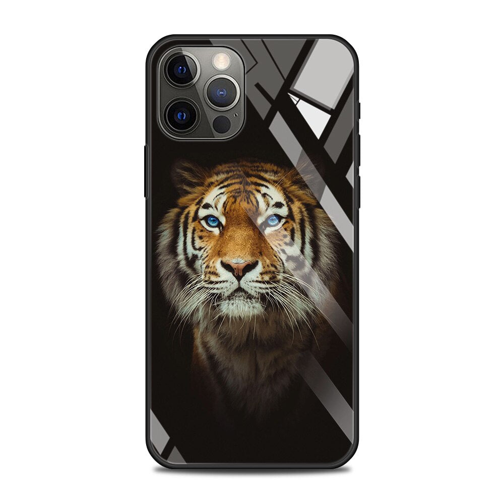 Tiger/Wolf Tier Motiv Panzerglas Hülle/Case für iPhone 16, 15-Serie | ZITOCASES®