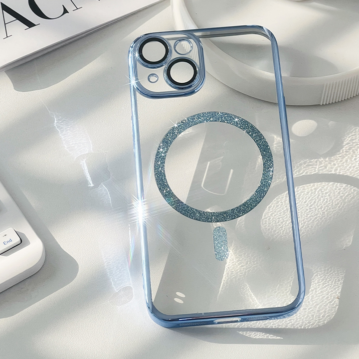 Transparente Glitzer/Chrom MagSafe/Magnet Silikon Hülle/Case für iPhone 16, 15, 14, 13-Serie | ZITOCASES®