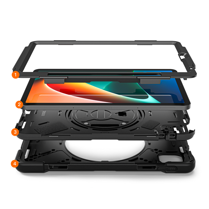 Dreiteilige Outdoor/Airbag Soft Hülle/Case inkl. Gurt für Xiaomi Pad 7, 7 Pro, 6, 6 Pro 5, 5 Pro, Redmi Pad | ZITOCASES®