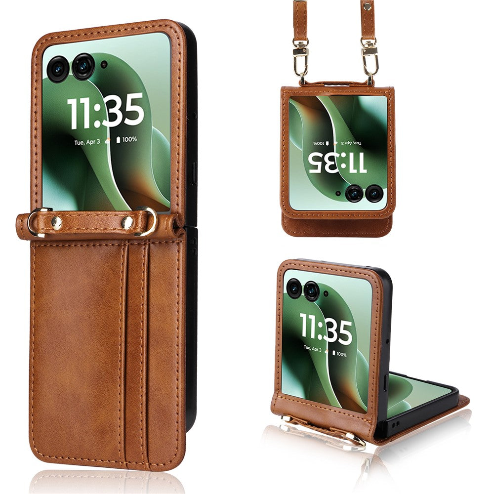 Kunstleder/Kartenfach Hülle/Case zum Umhängen (Inkl. Gurt) für Motorola Razr 70, 70 Plus, 70 Ultra