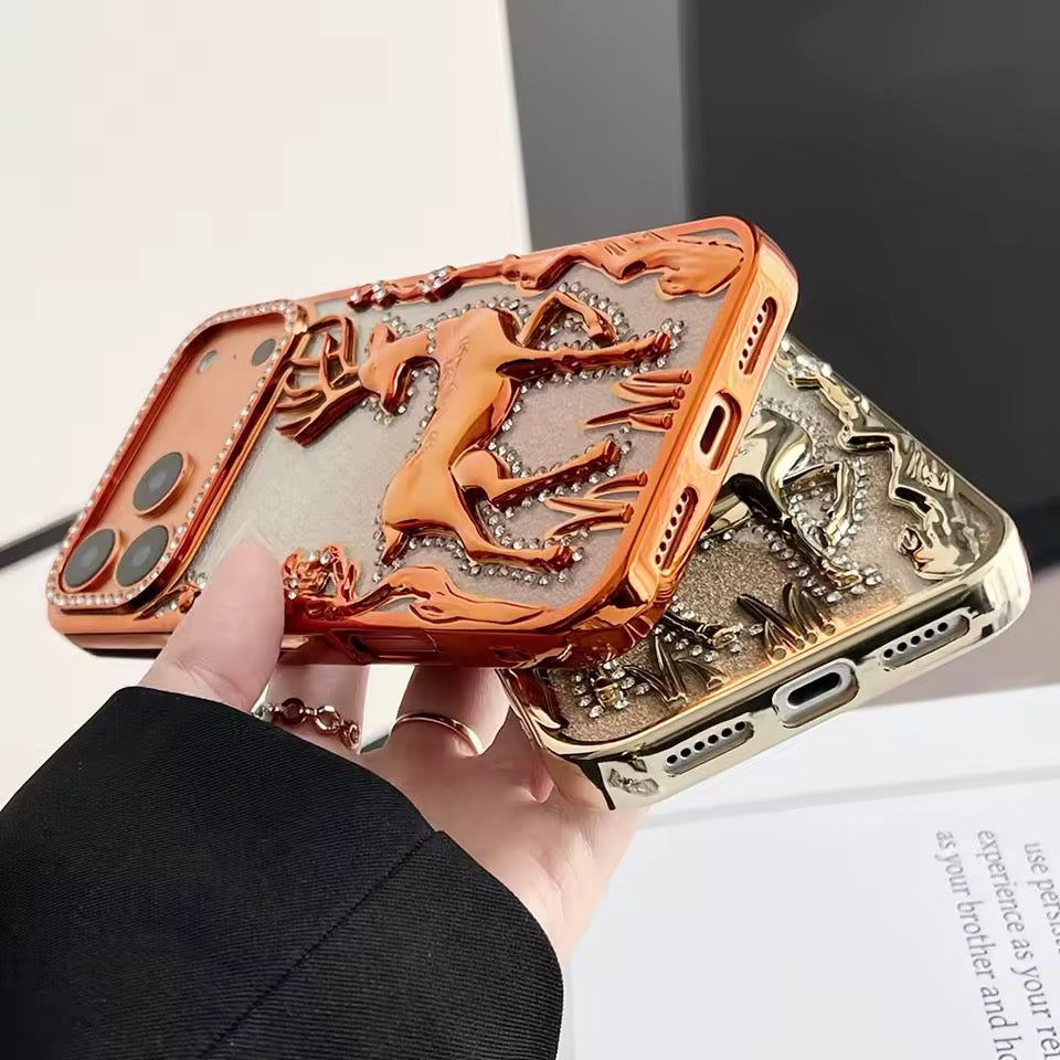 3D Rentier Glitzer/Diamant Silikon Hülle/Case für iPhone 17 Pro, 17 Pro Max